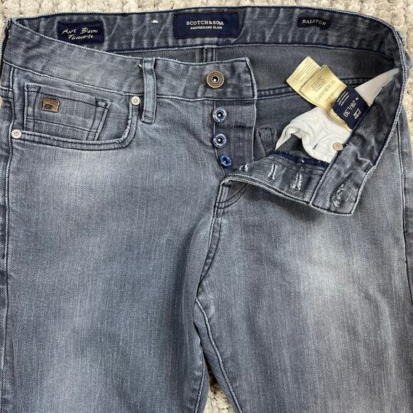 Scotch & Soda Jeans Mens 28x30 Ralston Gray Button Fly Amsterdam Blauw - Picture 3 of 14